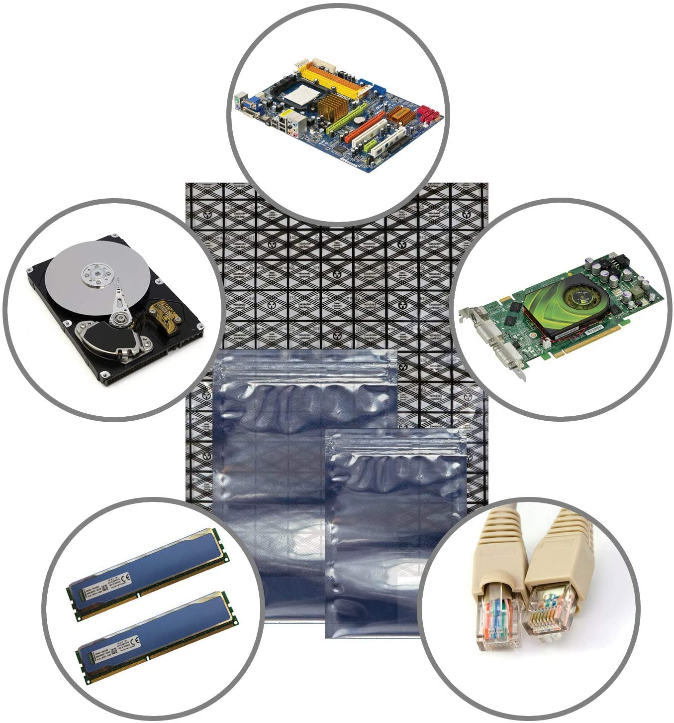 Sacs de protection en aluminium antistatiques pour sac ESD pour la protection des composants électroniques
